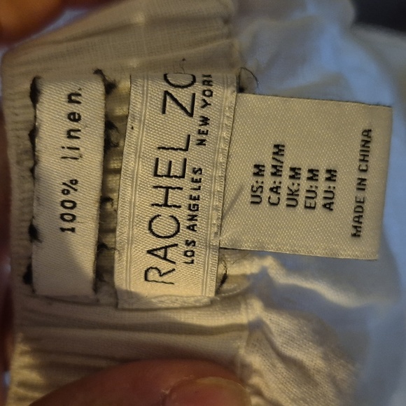 Rachel Zoe Neutral Striped Asymmetrical Button Linen Midi Skirt Sz M - Picture 7 of 7